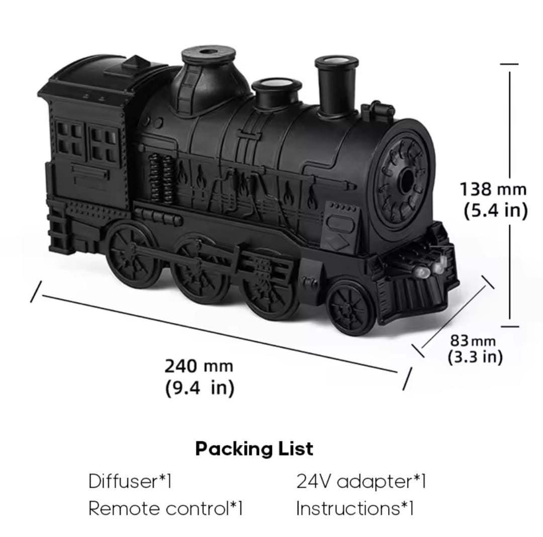 Creative Vintage Train Locomotive Air Humidifier Aroma Diffuser Sprayer with Jellyfish Smoke Ring for Essential Oil Aromatherapy