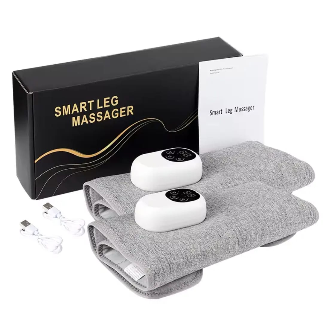 This is a wireless air compression calf massager. Key features often include: 
Wraparound airbags that deliver 360-degree compression for full coverage.
Multiple massage modes and adjustable intensity levels.
A cordless design powered by a USB-C rechargeable battery for mobility.
A timer function for automatic shut-off, commonly 15 minutes.
