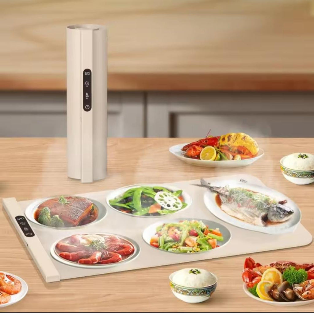 Electric Food Warmer Plate 10s Fast Heating Foldable Dining Mat Warming Tray for Home Party Kitchen Essential