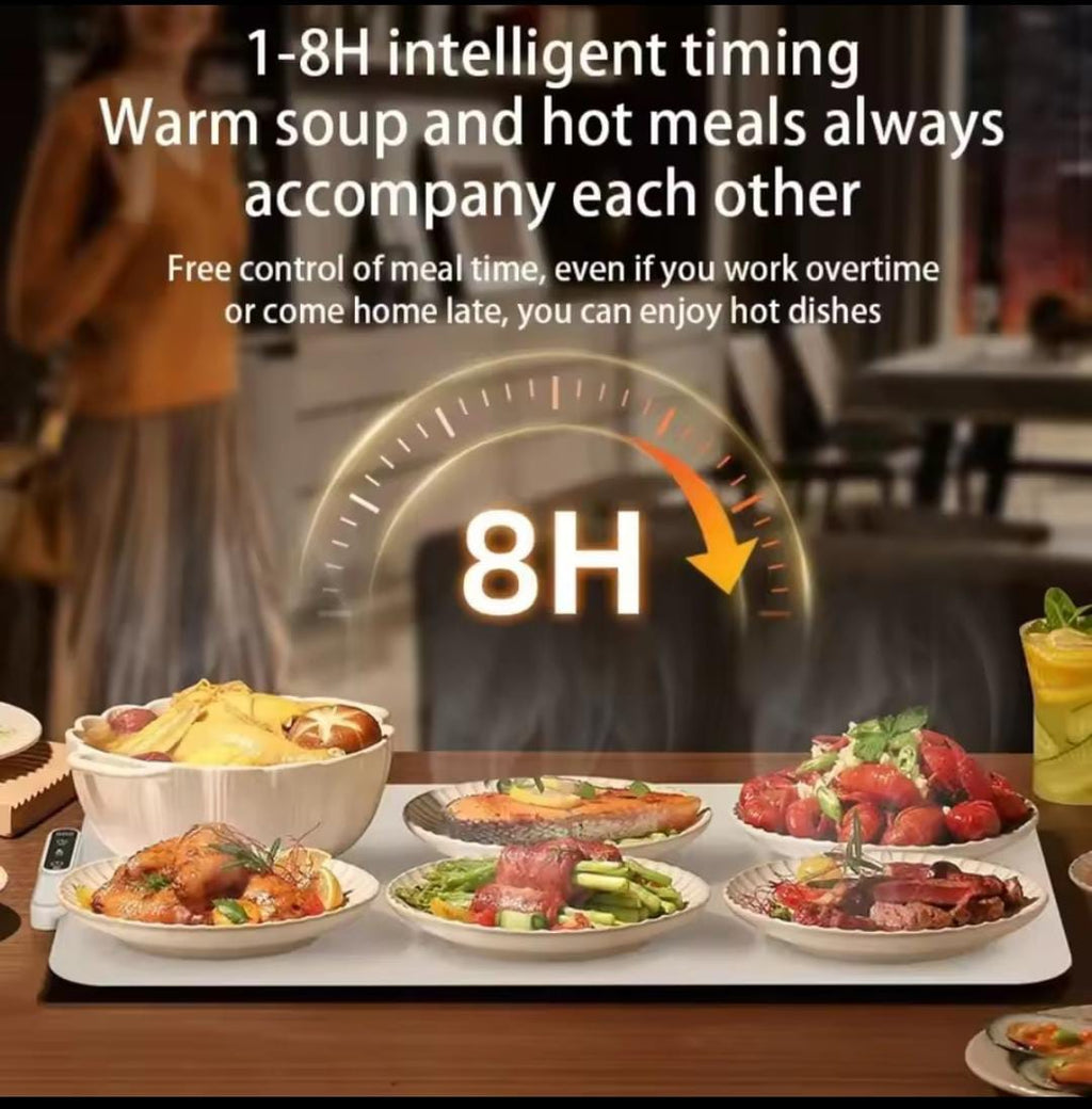 Electric Food Warmer Plate 10s Fast Heating Foldable Dining Mat Warming Tray for Home Party Kitchen Essential