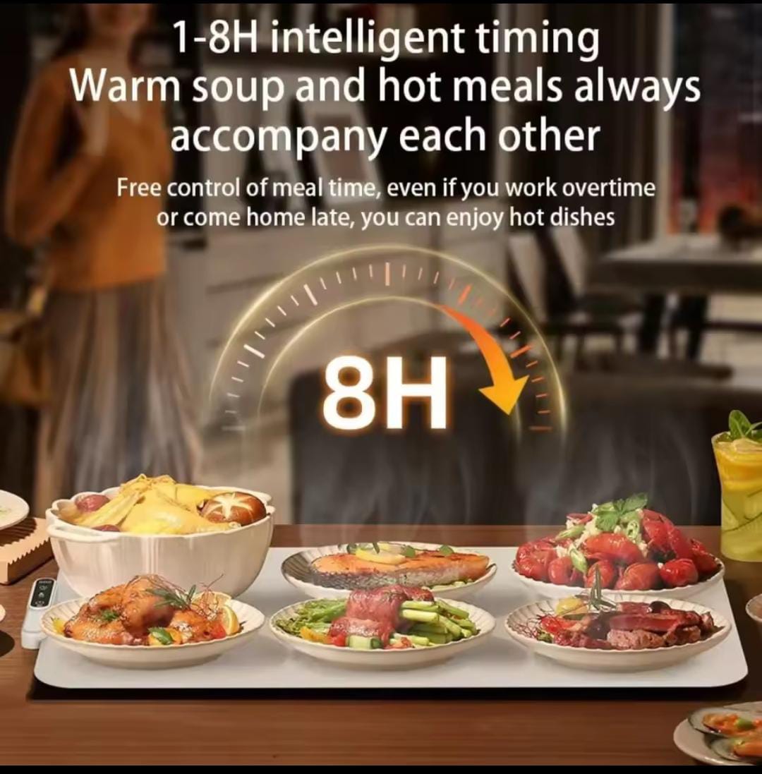 Electric Food Warmer Plate 10s Fast Heating Foldable Dining Mat Warming Tray for Home Party Kitchen Essential
