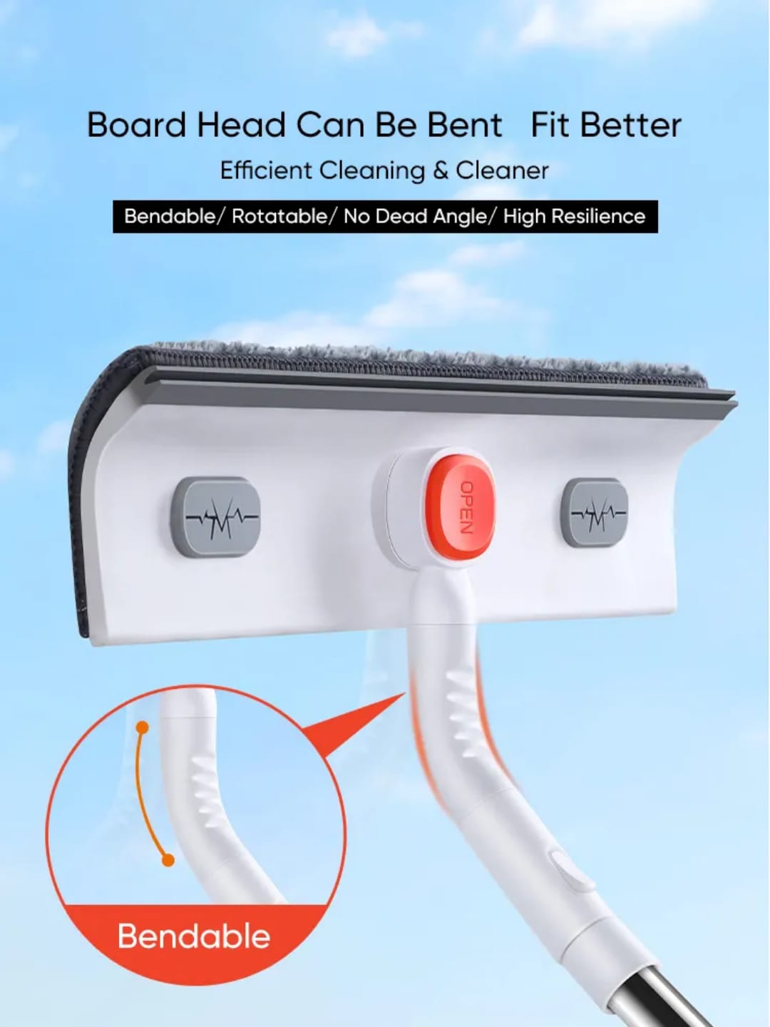 JOYBOS Window Squeegee Mop Soft Microfiber Glass Brush Telescopic