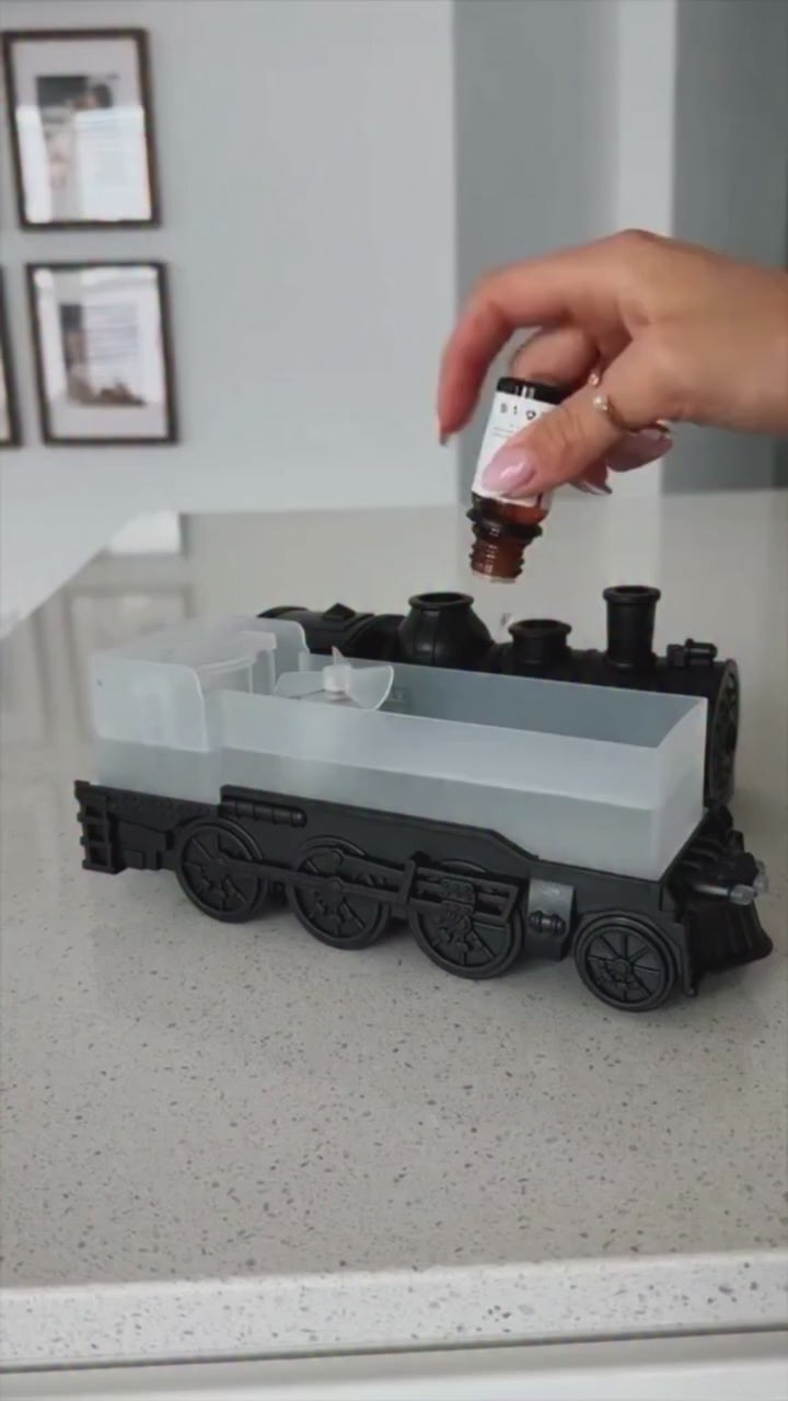 Creative Vintage Train Locomotive Air Humidifier Aroma Diffuser Sprayer with Jellyfish Smoke Ring for Essential Oil Aromatherapy